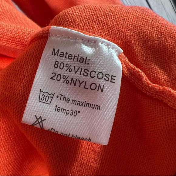 Bettysays Orange Open Front Cropped Shrug Light Cardigan Sweater 3/4 sleeve XL - Picture 5 of 7